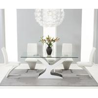 Nevada 180cm Black and White High Gloss and Glass Dining Table with Ivory-White Hampstead Z Chairs