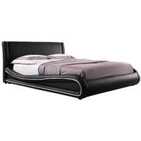 Nebula Black Piped Faux Leather Bed Frame