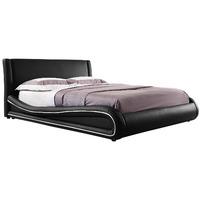 Nebula Black Piped Faux Leather Bed Frame Nebula Black Double Size Faux leather Bed Frame