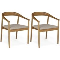 Nexus Oak Pearl Fabric Carver Chair (Pair)