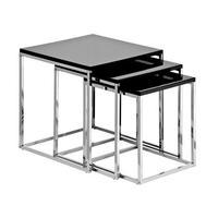 Nest of 3 Side Tables, Black/Silver