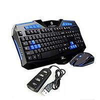 New 2.4GHz Wireless Gaming keyboard Gaming Mouse 2400DPI and 3 USBs HUB 3 Pieces a Set