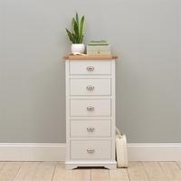 New England Light Grey Tall 5 Drawer Chest