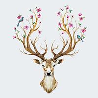 NEW Creative Sika Deer Living Room Bedroom Background Wall Stickers Fashion Cartoon Animals Wall Decals