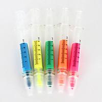 needle tube shaped 5 colors highlighters setrandom colors