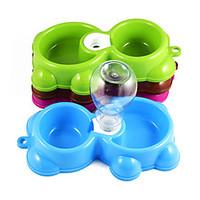 New Fashion plastic dog drinking bowl Little bear double bowl cat food bowl A bowl of dual-use dog bowls free shipping