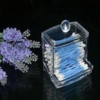 New Design Clear Acrylic Cotton Swab Box Q-tip Storage Holder Cosmetic Makeup tool Women Storage Box With Lid