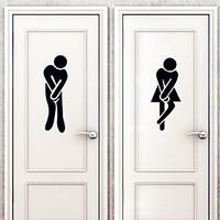 New Cartoon Men and Women Pattern Waterproof Wall Sticker For Toilet Bathroom Home Decor Vinyl Wall Decal
