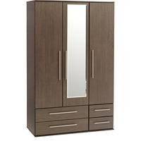 New York 3 Door 4 Drawer Mirrored Wardrobe Gloss Black