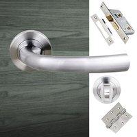 Nevada Status Bathroom Lever on Round Rose - Satin Chrome Handle Pack