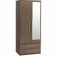 new york 2 door 2 drawer mirrored wardrobe black