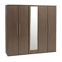 New York 5 Door Mirrored Wardrobe White Gloss