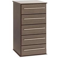 new york 5 drawer narrow chest white gloss