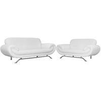 Nena 3 and 2 Seater Leather Suite White