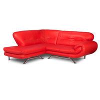 Nena Corner Leather Sofa Red Left Hand