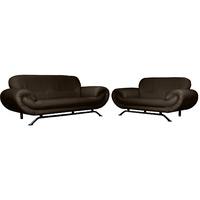 Nena 3 and 2 Seater Leather Suite Brown