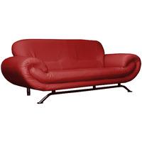 Nena 3 Seater Leather Sofa Red 3 Seater