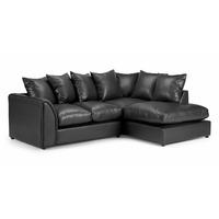 Newbury Leather Corner Sofa Right Hand Black