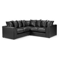 newbury large leather corner sofa black