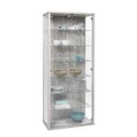 Neptune Tall Glass Display Stand In Sand Oak With LED Lights