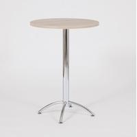 Neve Bar Table Round In Light Oak With Chrome Legs