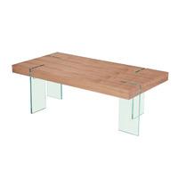 Newark Wooden Coffee Table With Bent Glass Legs