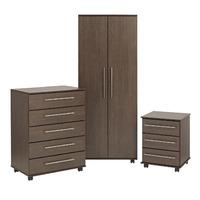 new york 2 door wardrobe 5 drawer chest and 3 drawer bedside set wenge