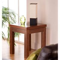 Nevada Lamp Table In Walnut With Black Glass Inserts