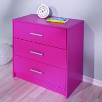 New York Solid Pine Pink Chest Of Drawers With 3 Drawers