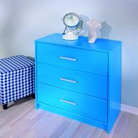 New York Solid Pine Blue Chest Of Drawers With 3 Drawers