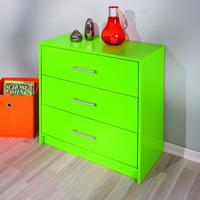 New York Solid Pine Green Chest Of Drawers With 3 Drawers