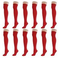 new women ladies over the knee casual formal plain cotton socks red 12 ...