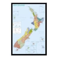 New Zealand Map Poster Black Framed - 96.5 x 66 cms (Approx 38 x 26 inches)