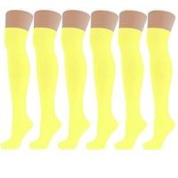 New Women Ladies Over The Knee Casual Formal Plain Cotton Socks Red (6 Pack)
