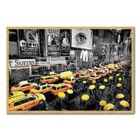 new york taxis and umbrellas poster beech framed 965 x 66 cms approx 3 ...