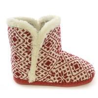 New Ladies Women Bootee Blue Red Aztec Isle Cosy Fur Warm Slippers Size Uk 3-8