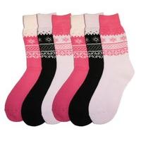 New Ladies SHORT Fairisle Design Warm Thermal Winter boot Socks 4-8 12PK