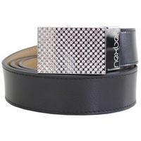 Nex Ladies Gem Sleek Series Leather Belt with Black Stitching and Rhinestone Encrusted Chrome Buckle, Ebony Colou, One Size Fits All