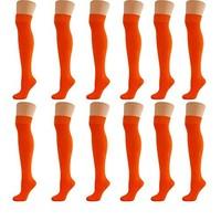 New Women Ladies Over The Knee Casual Formal Plain Cotton Socks Orange (12 Pack)
