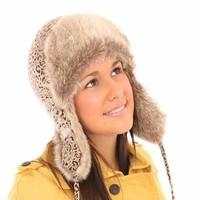 new mens womens unisex animal print trapper warm winter thermal hat aw ...