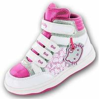 New Girls Hello Kitty Cartoon Character Hi-Top Trainer Trainer Boot Shoe 61486