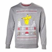 NEW! Pokemon Men\'s Dancing Pikachu Christmas Jumper Extra Large Grey SW504573POK