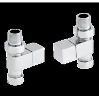 Newport Square Radiator Valve Set - Straight