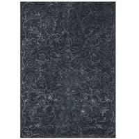 New Zealand Wool Midnight Blue Damask Floral Rug - Iso 200x300