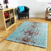 new thick soft modern blue orange patterned rugs stella 120cmx170cm 4  ...