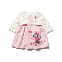 Newborn Baby Girls Disney Minnie Mouse Character Long Sleeve Pink Floral Print Mock Cardigan Dress - Pink