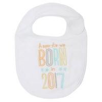 Newborn Baby Cotton Rich Unisex A Super Star Was Born In 2017 Slogan Bib - White