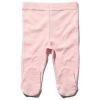 Newborn baby girl pink full length elasticated waist integral feet plain cotton leggings - Light Pink