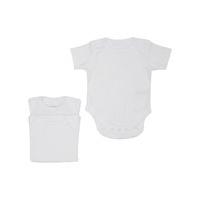 Newborn baby unisex short sleeved basic plain white cotton essential bodysuits - 3 pack - White