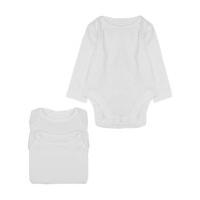 Newborn baby basic essentials long sleeve cotton rich plain popper fastening bodysuits - 3 pack - White